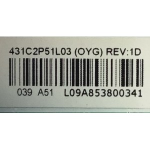 MAIN PARA TV TOSHIBA / NUMERO DE PARTE 431C2P51L03 / TVT-L32606 / 461C2P51L03 / L09A853701002 / MODELO 32DT1U